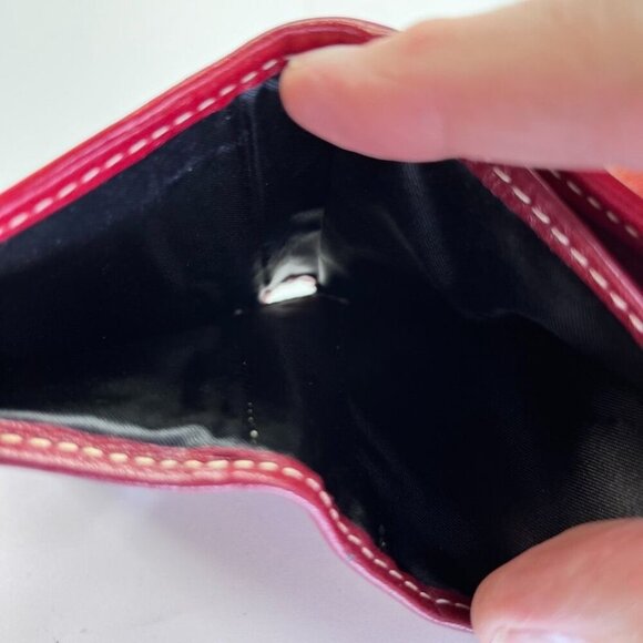 Brighton Red Heart Canvas Leather Crossbody Wallet Bag Bill Slot Coin Pocket - Picture 7 of 13